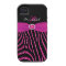 Monogram Pink Black Glitter Zebra iPhone 4/4S Vibe