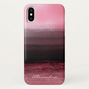 Monogram Pink & Black Ombre Foil Brush Strokes Case-Mate iPhone Case