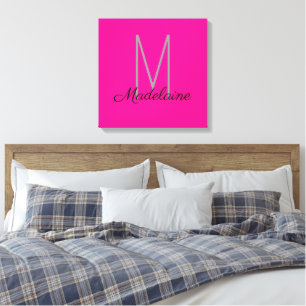 Monogram Pink Black Personal Elegant Canvas Print