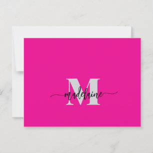 Monogram Pink Black Silver Colour Personal  Postcard