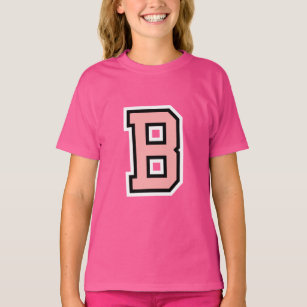 Monogram Pink Black White College Initial B T-Shirt
