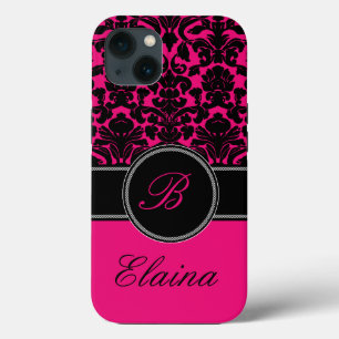Monogram Pink, Black, White Damask iPad Air Case
