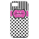 Monogram Pink Black White Striped Dots iPhone 5
