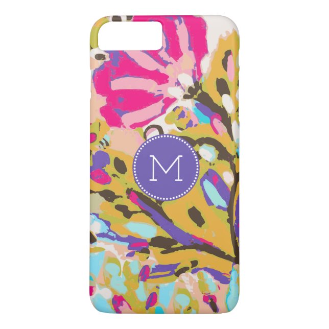 Monogram | Pink Boho Floral I Case-Mate iPhone Case (Back)
