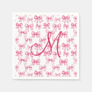 Monogram Pink Bow Coquette Aesthetic Baby Shower  Napkin