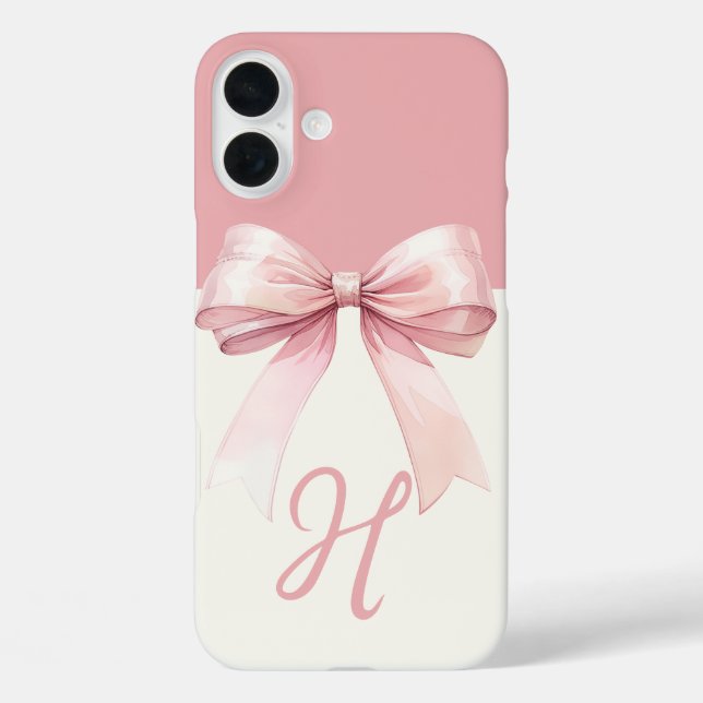Monogram Pink Bow Coquette Case-Mate iPhone Case (Back)