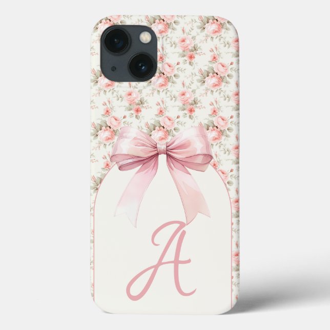 Monogram Pink Bow Coquette Case-Mate iPhone Case (Back)