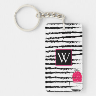 Monogram Pink Cactus pattern Keychain