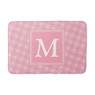 Monogram pink circles pattern bath mat