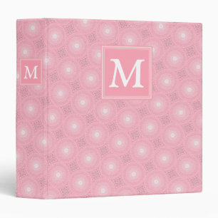 Monogram pink circles pattern binder