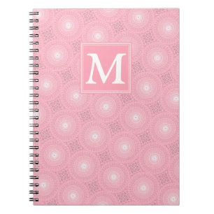 Monogram pink circles pattern notebook
