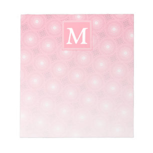Monogram pink circles pattern notepad