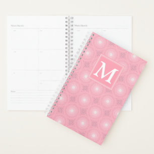 Monogram pink circles pattern planner