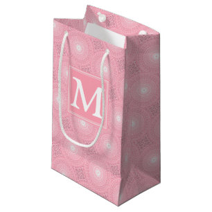 Monogram pink circles pattern small gift bag