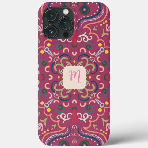 Monogram Pink & Colourful iPhone 13 Pro Max Case
