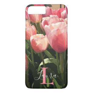 Monogram Pink Coral Tulips Case-Mate iPhone Case