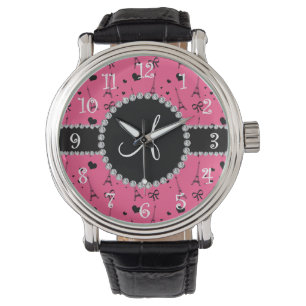 Monogram pink eiffel tower pattern watch