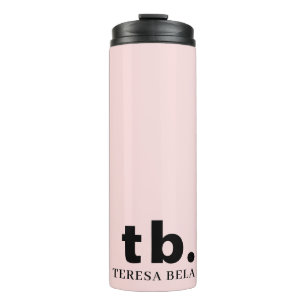 Monogram Pink Elegant Feminine Minimalist Design Thermal Tumbler
