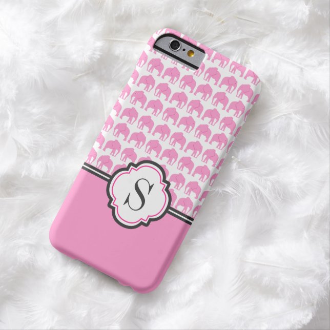 Monogram Pink Elephant Pattern Phone Case (In Situ)