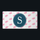 Monogram Pink Flamingo Cute Desk Mat<br><div class="desc">Brighten your workspace with this customizable deskmat, featuring a whimsical pattern of watercolor pink flamingos and your choice of a cute monogram or business logo in white over a navy blue background. Both stylish and practical, it’s the perfect addition to your desk decor at home, school, or the office. Whether...</div>