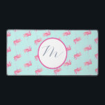 Monogram Pink Flamingo Cute Desk Mat<br><div class="desc">Brighten your workspace with this cute pink deskmat, featuring a lively pattern of watercolor flamingos over a turquoise background. Designed for both style and function, this customizable desk mat allows you to add your monogram or logo—perfect for personalizing your pink flamingo office decor or promoting your brand. Whether you're refreshing...</div>