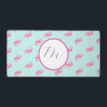 Monogram Pink Flamingo Cute Desk Mat<br><div class="desc">Brighten your workspace with this cute pink deskmat, featuring a lively pattern of watercolor flamingos over a turquoise background. Designed for both style and function, this customizable desk mat allows you to add your monogram or logo—perfect for personalizing your pink flamingo office decor or promoting your brand. Whether you're refreshing...</div>
