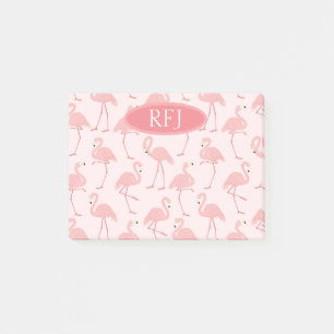 Monogram Pink Flamingos Post-it Notes