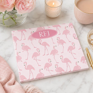 Monogram Pink Flamingos Post-it Notes