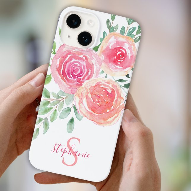 Monogram Pink Floral Case-Mate iPhone Case (Creator Uploaded)