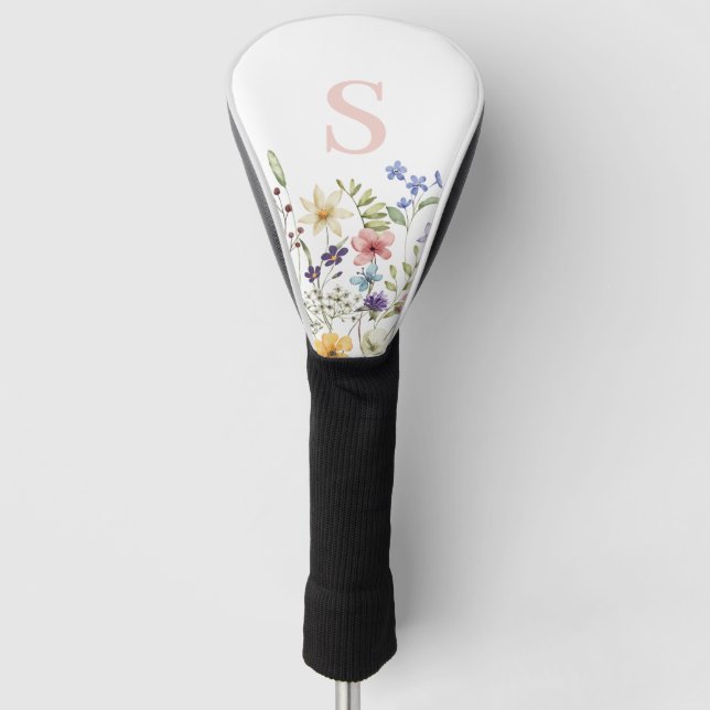 Monogram Pink Floral  Golf Head Cover (Front)