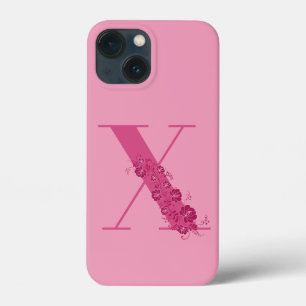 Monogram Pink Floral Letter X iPhone Case