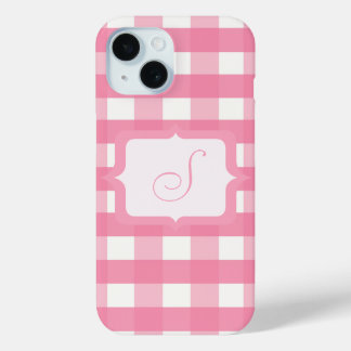 Monogram Pink Gingham iPhone 15 Case