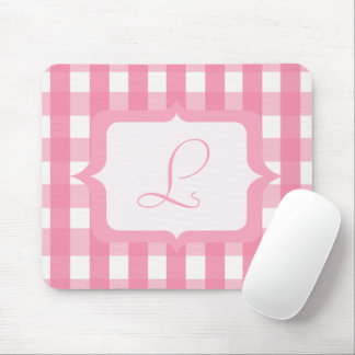 Monogram Pink Gingham Mouse Pad
