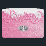 Monogram Pink Glitter and  Floral Swirls iPad Pro Cover<br><div class="desc">Monogram iPad Cover ready for you to customize. ⭐This Product is 100% Customizable. *****Click on CUSTOMIZE BUTTON to add, delete, move, resize, changed around, rotate, etc... any of the graphics or text or use the fill in boxes. ⭐99% of my designs in my store are done in layers. This makes...</div>