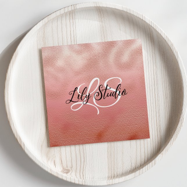 Monogram Pink Glitter Textured Business Card (Creator Uploaded)