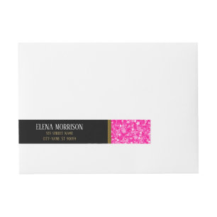 Monogram Pink Glitter Wraparound Address Label