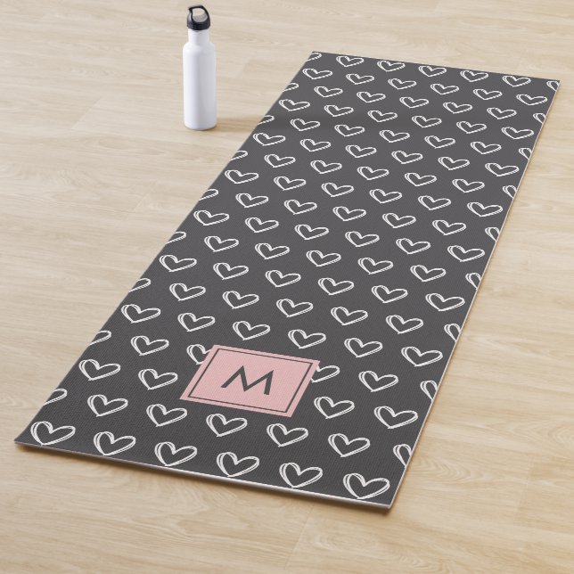 Monogram Pink Heart Pattern  Yoga Mat (In Situ)