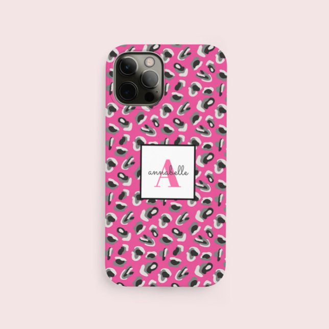Monogram Pink Leopard Print Pattern Personalized (Creator Uploaded)