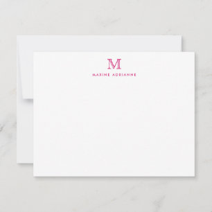 Monogram Pink Magenta Simple Classic Elegant Chic Card