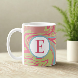 Monogram Pink Marble Coffee Mug
