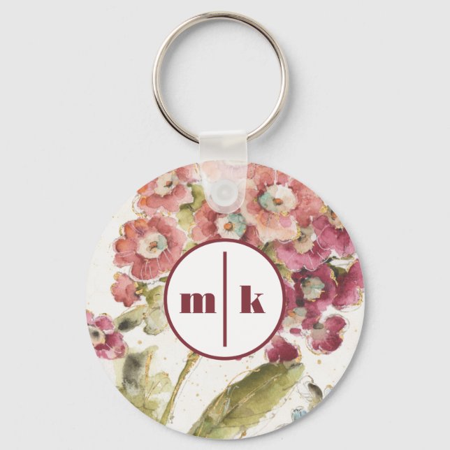 Monogram | Pink Primrose Keychain (Front)