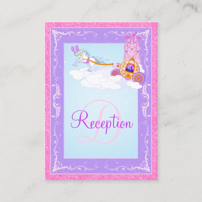 Monogram Pink, Purple Fairy Tale Enclosure Card (Front)