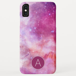 Monogram Pink & Purple Watercolor Abstract Galaxy iPhone XS Max Case