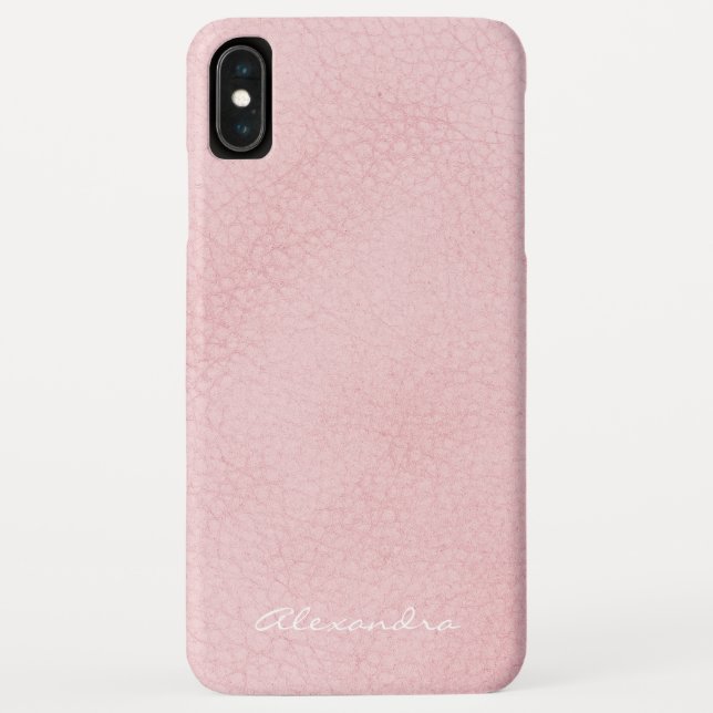 Monogram Pink Rose Gold Faux Leather Case-Mate iPhone Case (Back)