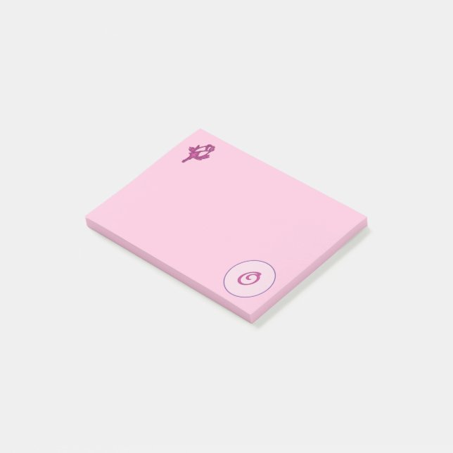 Monogram Pink Rose O Post-it Notes (Angled)