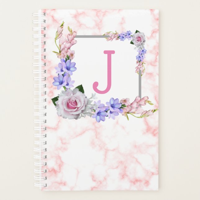Monogram Pink Rose Planner (Front)