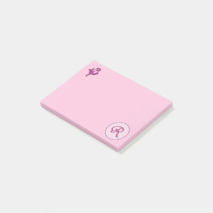 Monogram Pink Rose R Post-it Notes