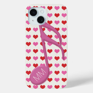 Monogram Pink Semi Quaver Love Hearts Music iPhone 15 Case