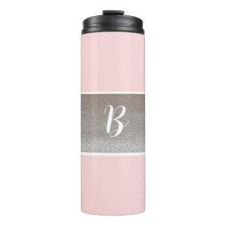 Monogram Pink Sparkle Thermal Tumbler