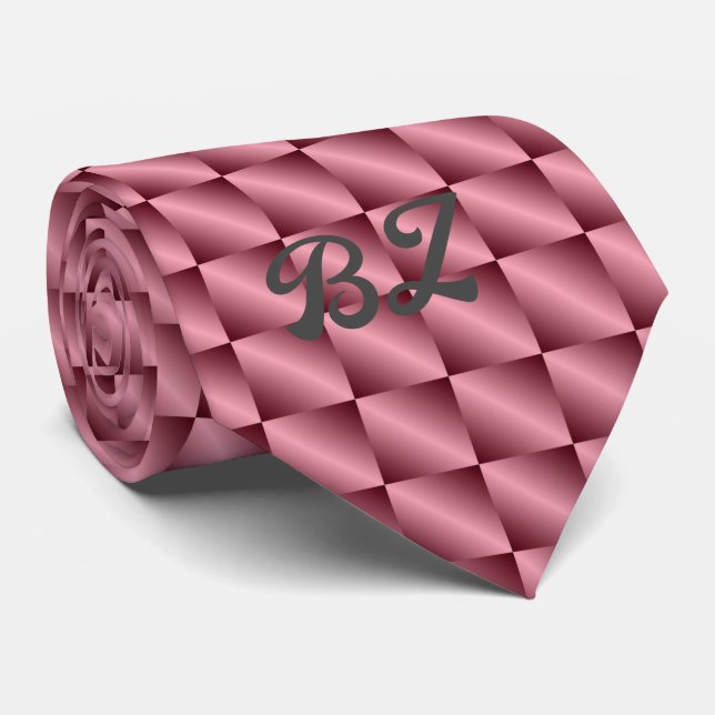 Monogram Pink Squares Neck Tie (Rolled)